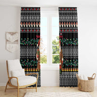 Yemen Christmas Window Curtain with Traditional Santa Black Snowflake Pattern and Festive Lights - Wonder Print Shop