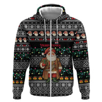 Yemen Christmas Zip Hoodie with Traditional Santa Black Snowflake Pattern and Festive Lights - Wonder Print Shop