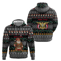 Yemen Christmas Zip Hoodie with Traditional Santa Black Snowflake Pattern and Festive Lights - Wonder Print Shop
