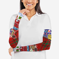 Liechtenstein Christmas Arm Sleeves with Reindeer Character Holiday Village and Plaid Sleeves - Wonder Print Shop