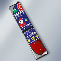 Liechtenstein Christmas Auto Sun Shade with Reindeer Character Holiday Village and Plaid Sleeves - Wonder Print Shop