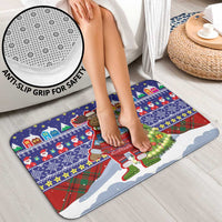 Liechtenstein Christmas Bathroom Set with Reindeer Character Holiday Village and Plaid Sleeves - Wonder Print Shop