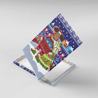 Liechtenstein Christmas Canvas Wall Art with Reindeer Character Holiday Village and Plaid Sleeves - Wonder Print Shop