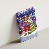 Liechtenstein Christmas Canvas Wall Art with Reindeer Character Holiday Village and Plaid Sleeves - Wonder Print Shop