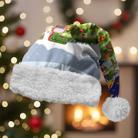 Liechtenstein Christmas Santa Hat with Reindeer Character Holiday Village and Plaid Sleeves - Wonder Print Shop