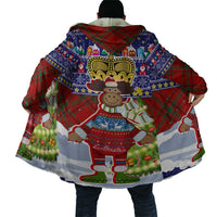 Liechtenstein Christmas Cloak with Reindeer Character Holiday Village and Plaid Sleeves - Wonder Print Shop