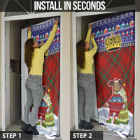 Liechtenstein Christmas Door Cover with Reindeer Character Holiday Village and Plaid Sleeves - Wonder Print Shop