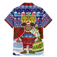 Liechtenstein Christmas Family Matching Mermaid Dress and Hawaiian Shirt with Reindeer Character Holiday Village and Plaid Sleeves - Wonder Print Shop