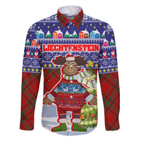 Liechtenstein Christmas Family Matching Off The Shoulder Long Sleeve Dress and Hawaiian Shirt with Reindeer Character Holiday Village and Plaid Sleeves - Wonder Print Shop