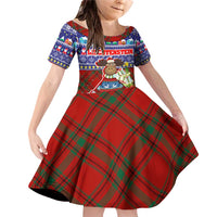 Liechtenstein Christmas Family Matching Off Shoulder Short Dress and Hawaiian Shirt with Reindeer Character Holiday Village and Plaid Sleeves - Wonder Print Shop