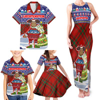 Liechtenstein Christmas Family Matching Tank Maxi Dress and Hawaiian Shirt with Reindeer Character Holiday Village and Plaid Sleeves - Wonder Print Shop