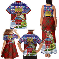 Liechtenstein Christmas Family Matching Tank Maxi Dress and Hawaiian Shirt with Reindeer Character Holiday Village and Plaid Sleeves - Wonder Print Shop