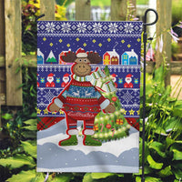 Liechtenstein Christmas Garden Flag with Reindeer Character Holiday Village and Plaid Sleeves - Wonder Print Shop