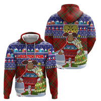 Liechtenstein Christmas Hoodie with Reindeer Character Holiday Village and Plaid Sleeves - Wonder Print Shop