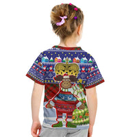 Liechtenstein Christmas Kid T Shirt with Reindeer Character Holiday Village and Plaid Sleeves - Wonder Print Shop