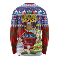 Liechtenstein Christmas Long Sleeve Shirt with Reindeer Character Holiday Village and Plaid Sleeves - Wonder Print Shop