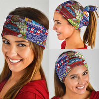 Liechtenstein Christmas Neck Gaiter with Reindeer Character Holiday Village and Plaid Sleeves - Wonder Print Shop