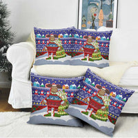 Liechtenstein Christmas Pillow Cover with Reindeer Character Holiday Village and Plaid Sleeves - Wonder Print Shop