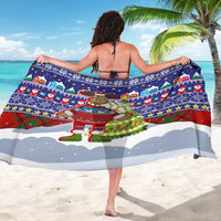Liechtenstein Christmas Sarong with Reindeer Character Holiday Village and Plaid Sleeves - Wonder Print Shop