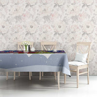 Liechtenstein Christmas Tablecloth with Reindeer Character Holiday Village and Plaid Sleeves - Wonder Print Shop