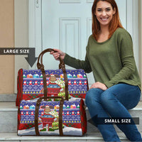 Liechtenstein Christmas Travel Bag with Reindeer Character Holiday Village and Plaid Sleeves - Wonder Print Shop
