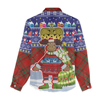 Liechtenstein Christmas Women Casual Shirt with Reindeer Character Holiday Village and Plaid Sleeves - Wonder Print Shop