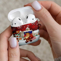 Liechtenstein Christmas AirPods Case with Santa Claus Castle Snowflakes and National Flag - Wonder Print Shop
