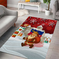 Liechtenstein Christmas Area Rug with Santa Claus Castle Snowflakes and National Flag - Wonder Print Shop