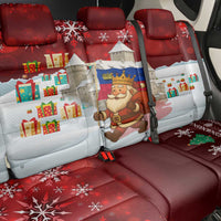 Liechtenstein Christmas Back Car Seat Cover with Santa Claus Castle Snowflakes and National Flag - Wonder Print Shop