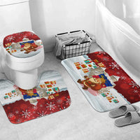 Liechtenstein Christmas Bathroom Set with Santa Claus Castle Snowflakes and National Flag - Wonder Print Shop