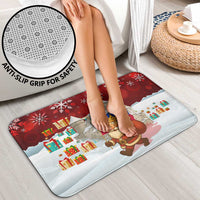 Liechtenstein Christmas Bathroom Set with Santa Claus Castle Snowflakes and National Flag - Wonder Print Shop