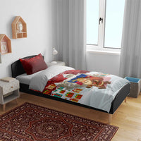 Liechtenstein Christmas Bedding Set with Santa Claus Castle Snowflakes and National Flag - Wonder Print Shop