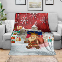 Liechtenstein Christmas Blanket with Santa Claus Castle Snowflakes and National Flag - Wonder Print Shop