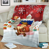 Liechtenstein Christmas Blanket with Santa Claus Castle Snowflakes and National Flag - Wonder Print Shop