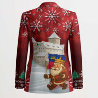 Liechtenstein Christmas Blazer with Santa Claus Castle Snowflakes and National Flag - undefined