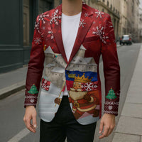 Liechtenstein Christmas Blazer with Santa Claus Castle Snowflakes and National Flag - undefined