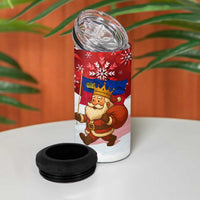 Liechtenstein Christmas 4 in 1 Can Cooler Tumbler with Santa Claus Castle Snowflakes and National Flag - Wonder Print Shop