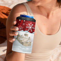 Liechtenstein Christmas 4 in 1 Can Cooler Tumbler with Santa Claus Castle Snowflakes and National Flag - Wonder Print Shop
