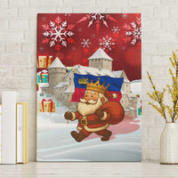 Liechtenstein Christmas Canvas Wall Art with Santa Claus Castle Snowflakes and National Flag - Wonder Print Shop