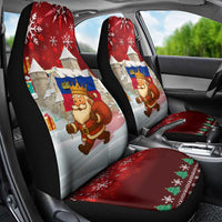 Liechtenstein Christmas Car Seat Cover with Santa Claus Castle Snowflakes and National Flag - Wonder Print Shop