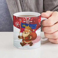 Liechtenstein Christmas Ceramic Mug with Santa Claus Castle Snowflakes and National Flag - undefined