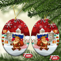 Liechtenstein Christmas Ceramic Ornament with Santa Claus Castle Snowflakes and National Flag - Wonder Print Shop
