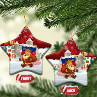 Liechtenstein Christmas Ceramic Ornament with Santa Claus Castle Snowflakes and National Flag - Wonder Print Shop
