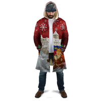 Liechtenstein Christmas Cloak with Santa Claus Castle Snowflakes and National Flag - Wonder Print Shop