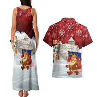 Liechtenstein Christmas Couples Matching Tank Maxi Dress and Hawaiian Shirt with Santa Claus Castle Snowflakes and National Flag - Wonder Print Shop