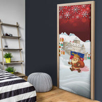 Liechtenstein Christmas Door Cover with Santa Claus Castle Snowflakes and National Flag - Wonder Print Shop