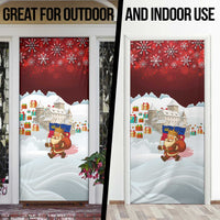 Liechtenstein Christmas Door Cover with Santa Claus Castle Snowflakes and National Flag - Wonder Print Shop