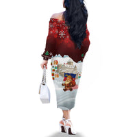 Liechtenstein Christmas Family Matching Off The Shoulder Long Sleeve Dress and Hawaiian Shirt with Santa Claus Castle Snowflakes and National Flag - Wonder Print Shop