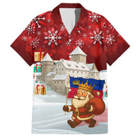 Liechtenstein Christmas Family Matching Tank Maxi Dress and Hawaiian Shirt with Santa Claus Castle Snowflakes and National Flag - Wonder Print Shop