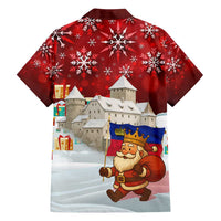 Liechtenstein Christmas Family Matching Tank Maxi Dress and Hawaiian Shirt with Santa Claus Castle Snowflakes and National Flag - Wonder Print Shop